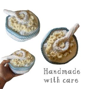 Handmade Crochet Bowl of Cereal with Spoon (attached)
